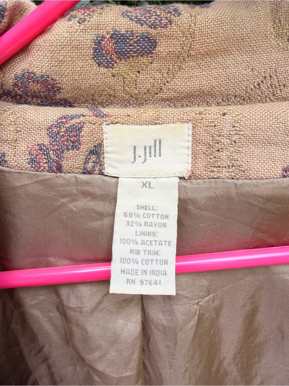 J. Jill Tan Bomber Jacket with Purple Floral Print - Picture 4 of 4